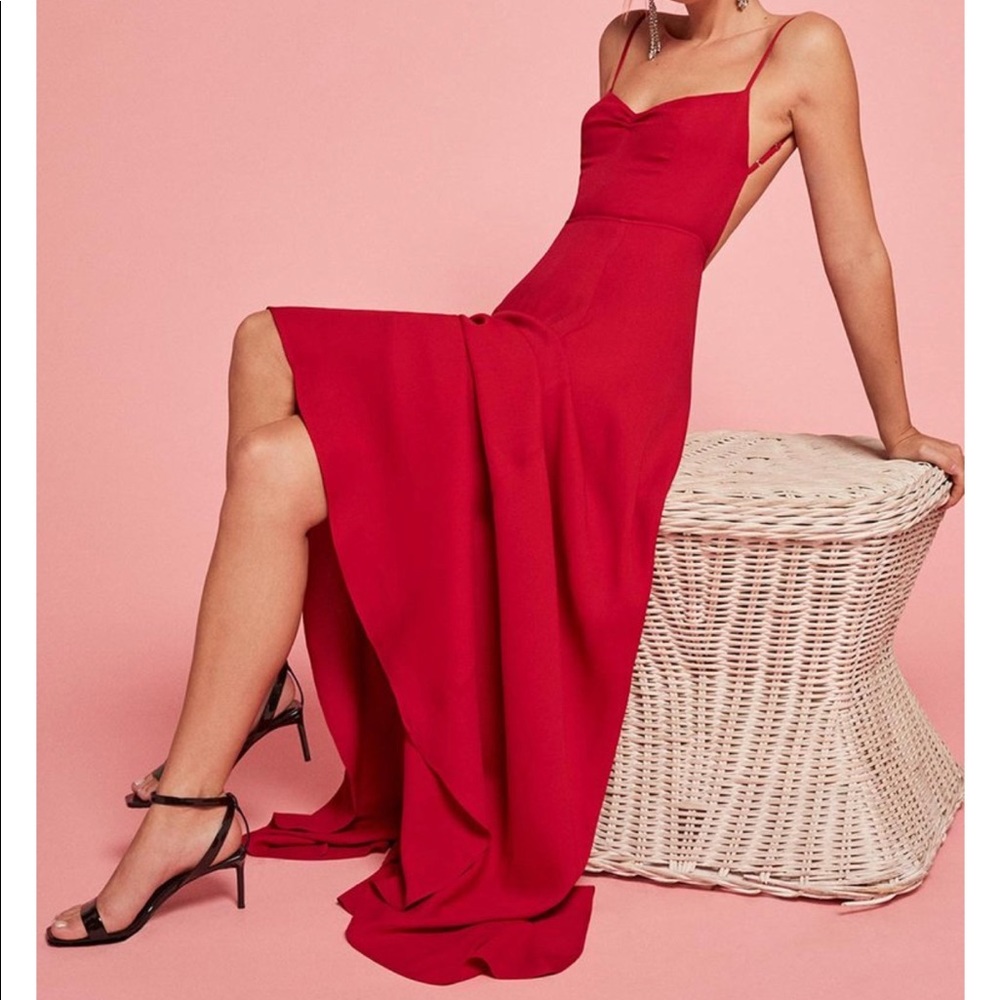 Reformation Thistle dress in cherry